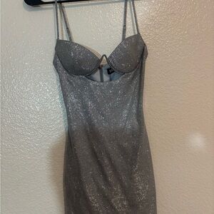Dazzling Silver Glitter Mini Dress